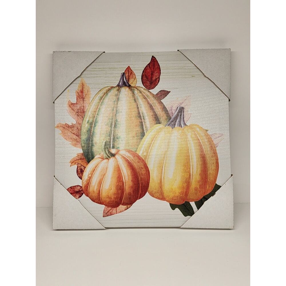 Pumpkins Canvas Wall Art Fall 10" x 10" New